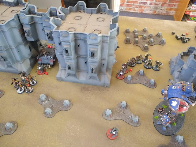 Warhammer 40k battle report - Crucible of War - Rescue - 2000 points - Dark Angels, Primaris Vanguard, Imperial Knights and Assassins vs Thousand Sons and Black Legion.