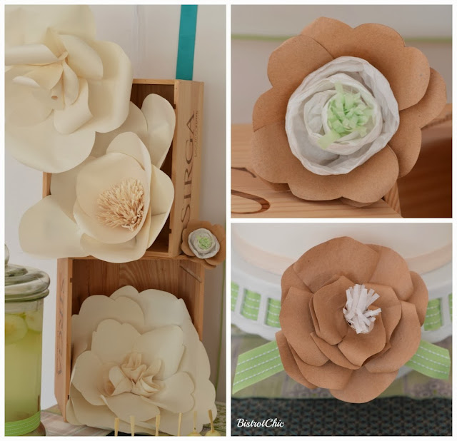 Green Rustic Christening Giant paper flowers by Bistrotchic