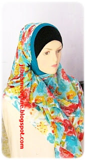 hijab pasmina sifon motif bunga 