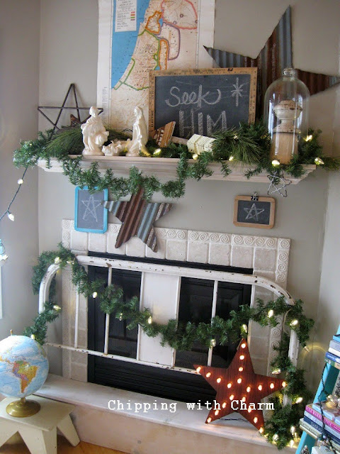 Chipping with Charm: Christmas Mantel 2014...www.chippingwithcharm.blogspot.com