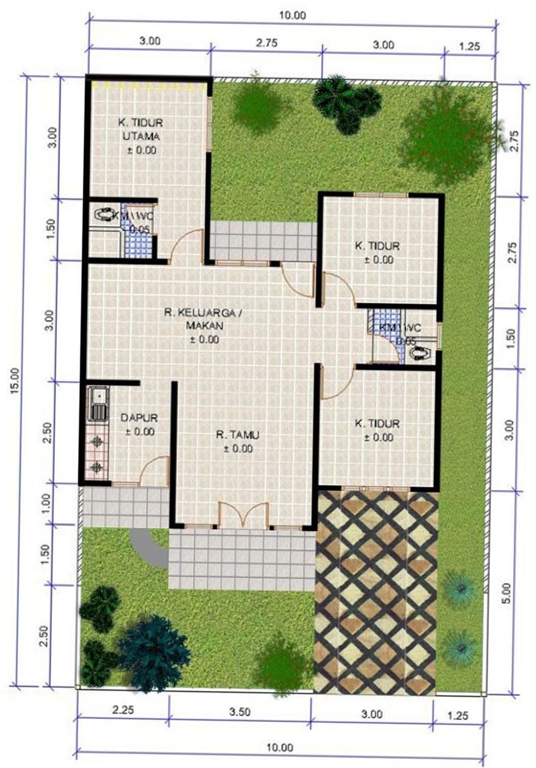 14 Denah Rumah  Minimalis  3  Kamar  Tidur Rumahku Unik