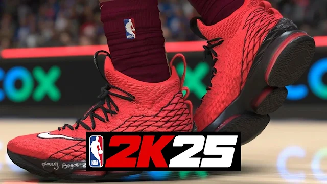 NBA 2K25 Nike LeBron 15 Red Shoes