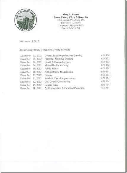 December 2012 COmmittee Schedule