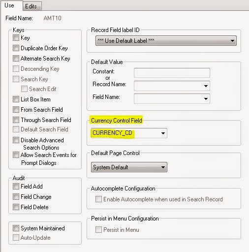Currency Control Field in PeopleSoft