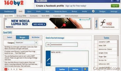 160by2 Free sms message sending site