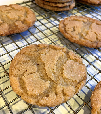 Cracked brown sugar cookies, photographed on a wire cooling rack