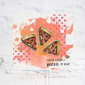 Sunny Studio Stamps: Fast Food Fun Background Basics Watercolored Background Pizza Card by Lexa Levana