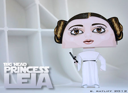 Star Wars Big Head Princess Leia Paper Toy
