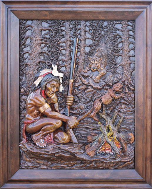 Bas relief and wood carving by Dyke Roskelley