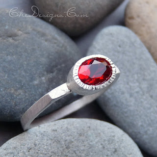 Handmade Faceted Mount Saint Helen's Ring with Square Shank, made from sterling silver