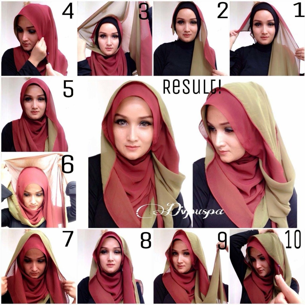 Tutorial Hijab Segi Empat Warna Bolak Balik Sejutahijab