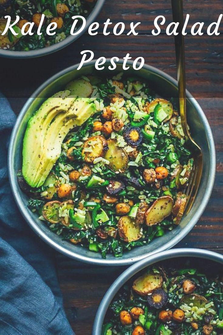 This kale detox salad is the perfect meal for a cleanse, made with whole, real ingredients. Made with a mouthwatering carrot top pesto and roasted vegetables. This kale detox salad is the perfect meal for a cleanse, made with whole, real ingredients. Made with a mouthwatering carrot top pesto and roasted vegetables.