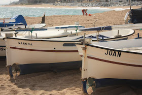 Boats on Les Barques Beach in Sant Pol de Mar