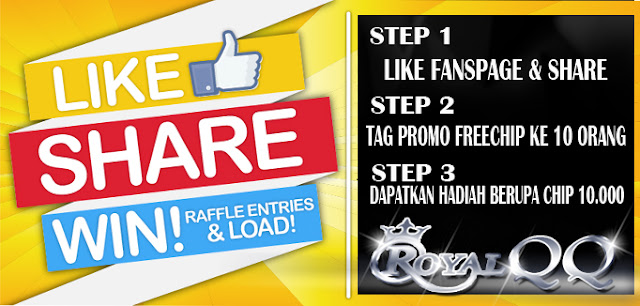 royalqq - PROMO FREECHIP 10.000 SABTU-MINGGU  DENGAN LIKE&SHARE