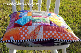 Rainbow Scrappy Cushion by www.madebyChrissieD.com