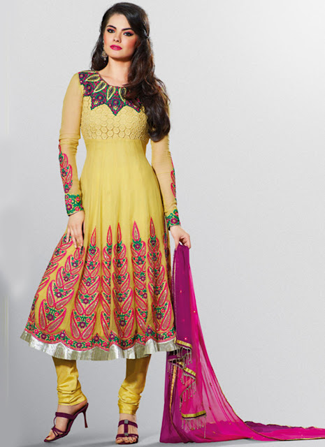 Yellow Churidar Suits www.fashion-beautyzone@blogspot.com