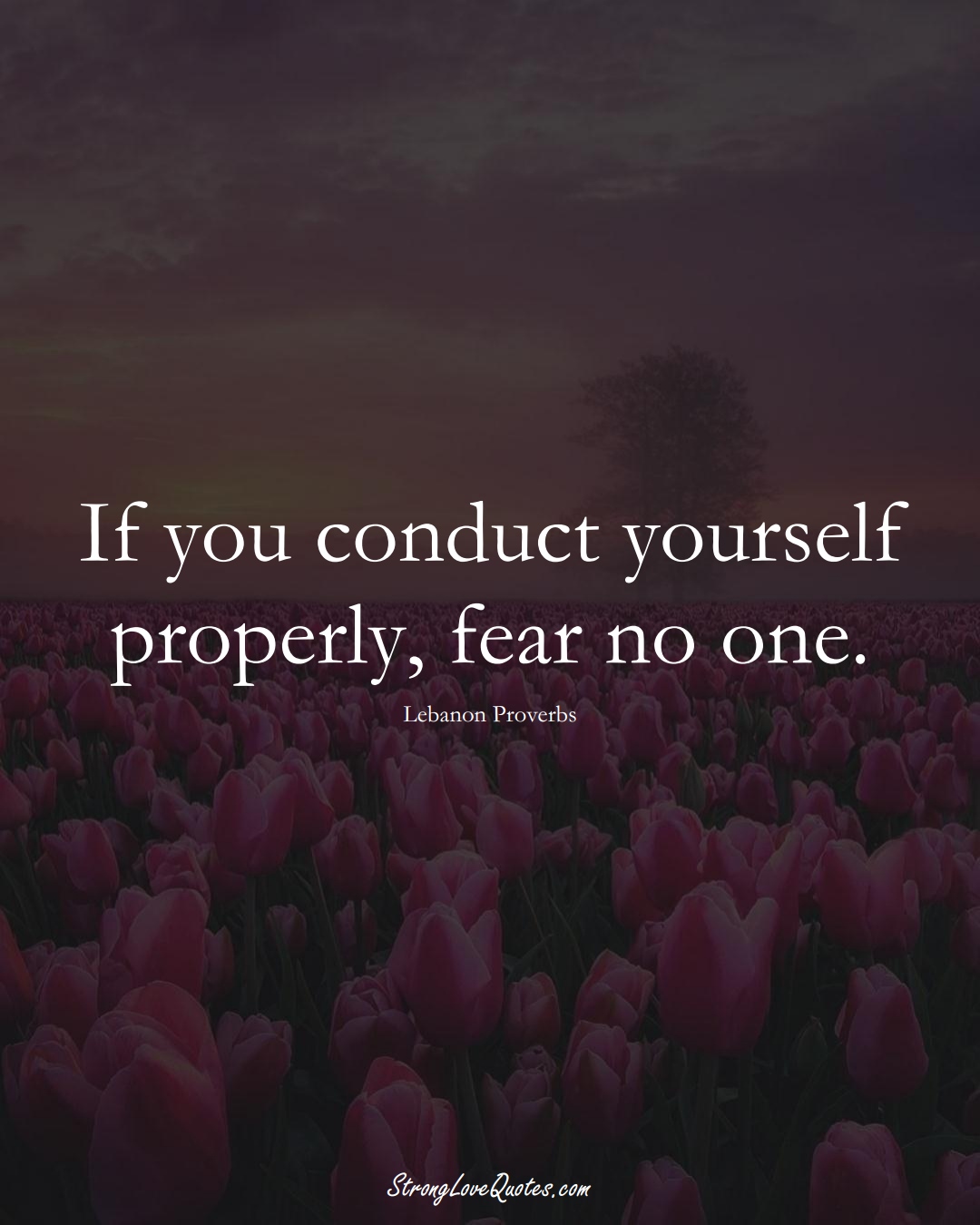 If you conduct yourself properly, fear no one. (Lebanon Sayings);  #MiddleEasternSayings