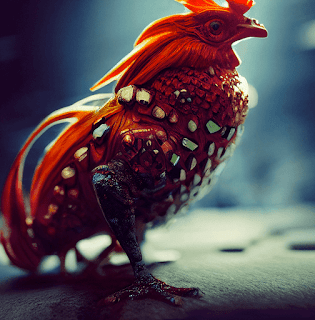 A fire red rooster