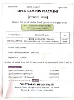 ITI And Diploma Campus Placement Drive at Chhatrapati Shivaji ITI Sausar, Madhya Pradesh