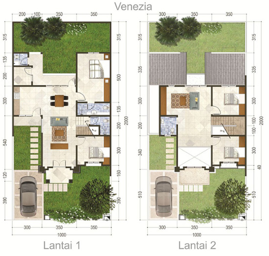 6 Denah  rumah  minimalis ukuran  10x20  meter 4 kamar tidur 2  