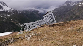 Courtesy of Tete de Solaise facebook page, the Solaise cable car pylons coming down