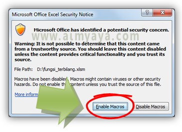  Gambar: Memperbolehkan / mengizinkan penggunaan macro untuk dokumen
