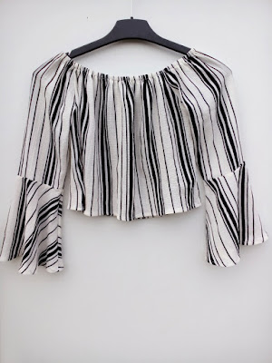 zaful, online shop, onlajn sajt, review, recenzija, stripes, pruge, cropped shirt, flared sleeves, off the shoulder, na jedno rame, ljeto, summer, proljeće, spring, fashion, moda,