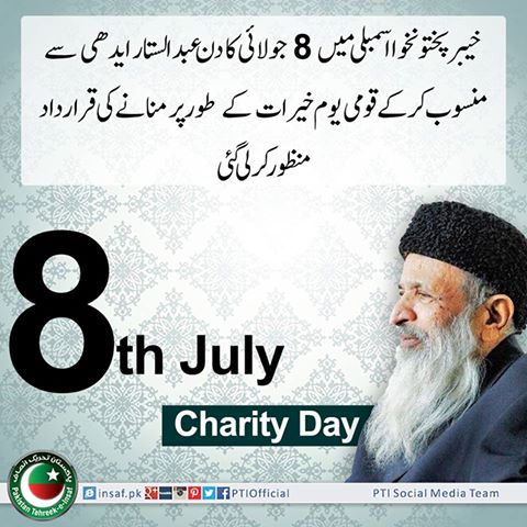 Khyber Pakhtunkhwa Assembly adopted a resolution to declare July 8 as Charity Day