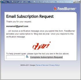 Formulaire de confirmation Feedburner