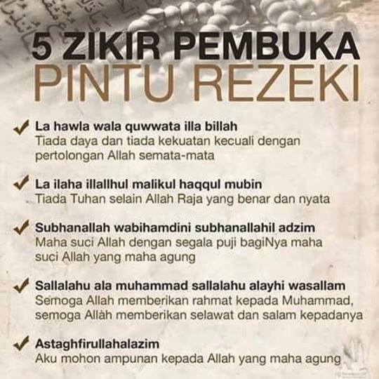 Zikir Pembuka Pintu Rezeki  Ayat dan Surah 