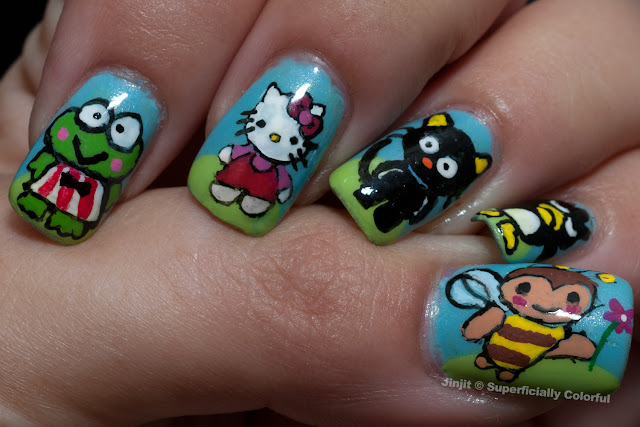 Sanrio Characters 6 Harts Polish Summer Skies Bondi New York The Limelight Freehand Nail Art