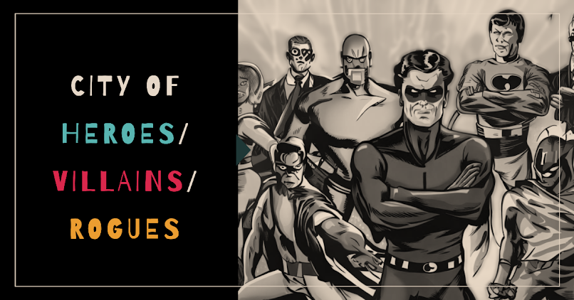 Image of a group of generic super heroes and the title of the blog post.