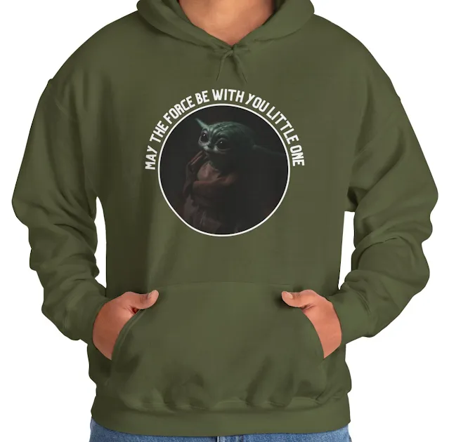 A Hoodie With Star Wars Yoda Baby and Caption May the Force Be With You, Little One