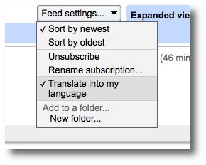 RSS feed translations, Translate RSS feeds