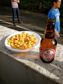 Portuguese beer and beans at Terceira street bullfight on Semi-Charmed Kind of Life