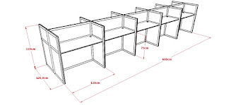Meja Kantor Cubicle Workstation Berderet