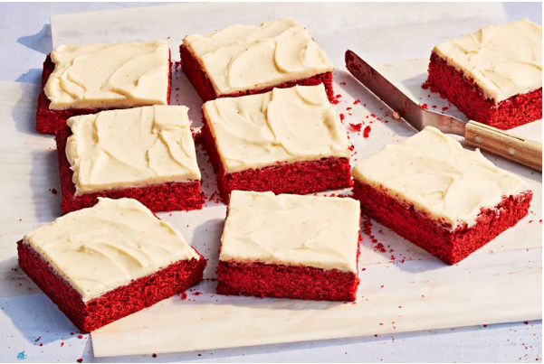 Red Velvet Beet Bars with Brown Butter Sour Cream Frosting