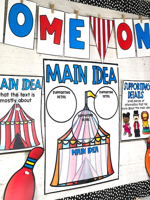 Main idea and supporting details anchor chart, activities, and crafts.