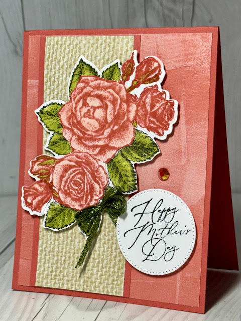 Floral Mother's Day Card using Stampin' Up! Stippled Roses Stamp Set and Dies