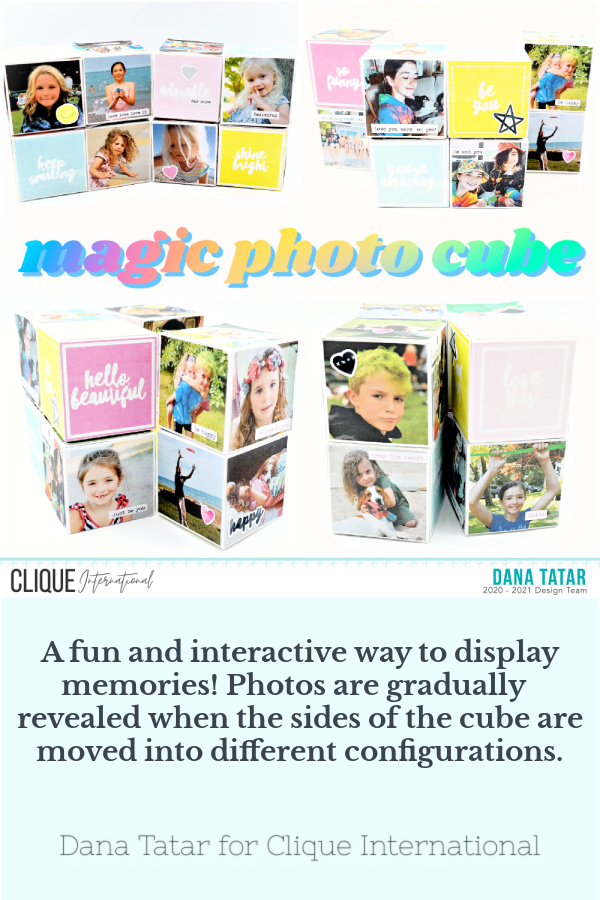 Handmade Magic Photo Cube Interactive Paper Craft Using Pretty Little Studio Products by Dana Tatar for Clique International