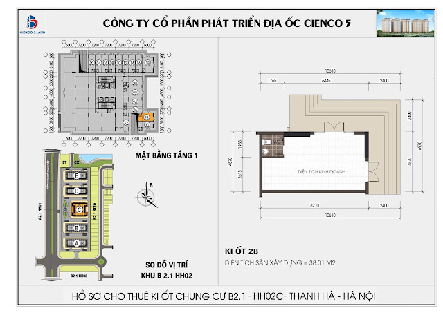 Mặt bằng kiot 28 chung cư b2.1 hh02c thanh hà mường thanh cienco 5 land