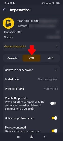 CyberGhost VPN-Impostazioni-VPN-Android
