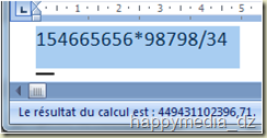 Affichage du résultat de l'évaluation d'une expression arithmétique dans la barre d'état