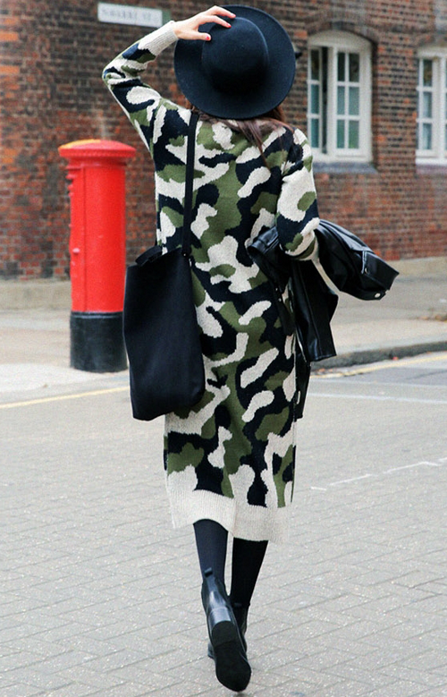 Camo Knit Long Dress