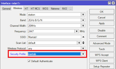 pilih security profile yang telah dibuat