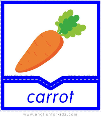 Carrot - English flashcards for the fruits and vegetables topic