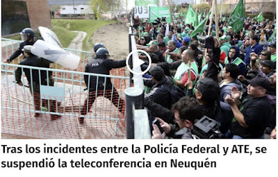 Audiencia pública en Neuquén: incidentes fuera del Concejo Deliberante entre la Policía Federal y manifestantes de ATE