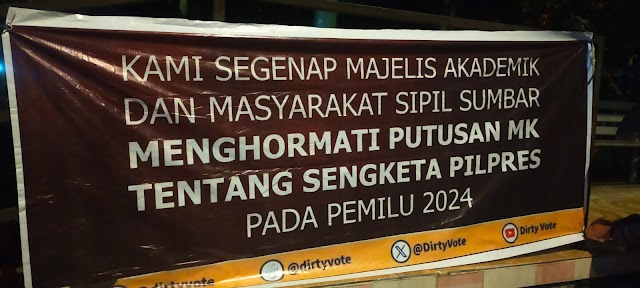 Beredarnya spanduk dari Majelis Akademik dan Masyarakat Sipil Sumbar Menghormati Putusan MK tentang sengketa pilpres pada pemilu 2024