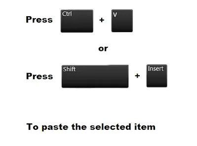 ctrl plus v or shift plus insert shortcuts for windows