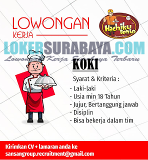 Loker Surabaya Terbaru di Hachiku Bento (Japanese Foods) Mei 2019